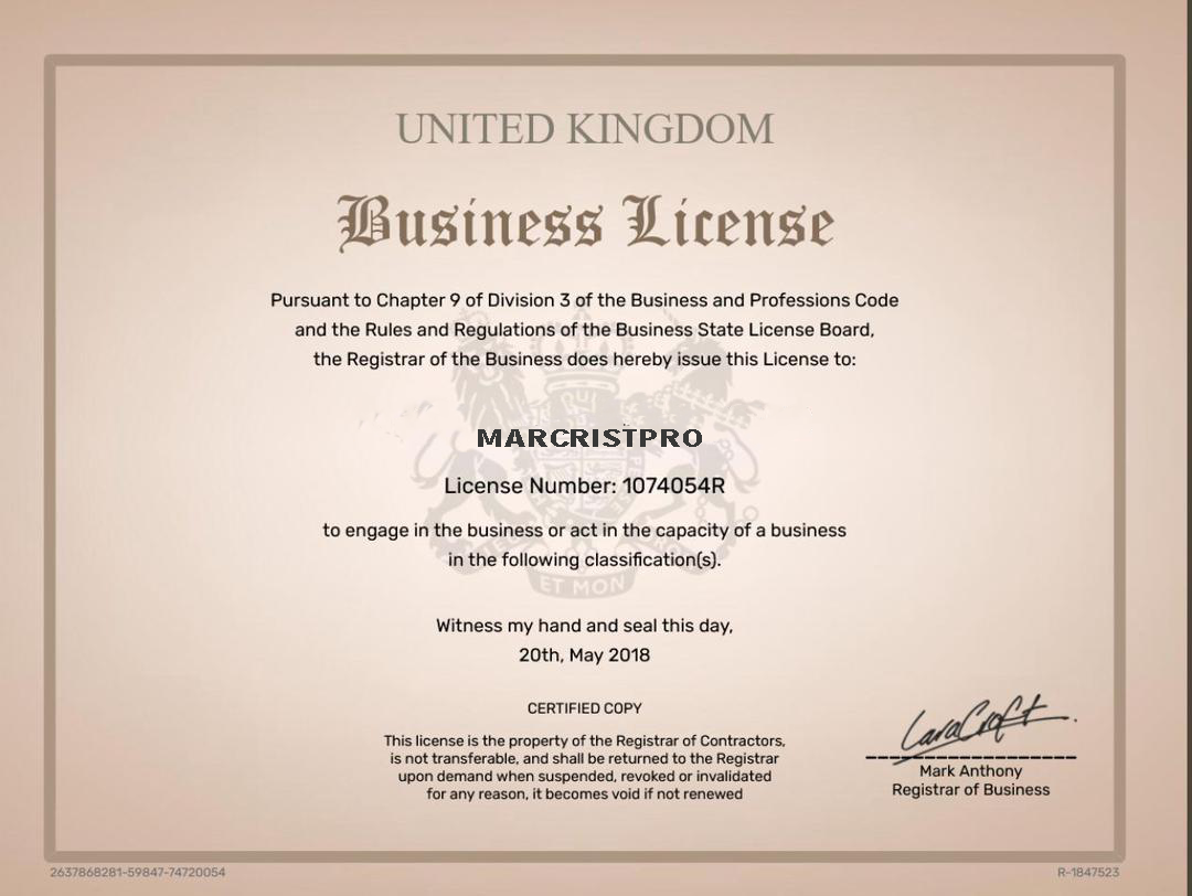 License Certificate